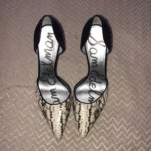 Sam Edelman Pointed Black & White Crocodile Heel